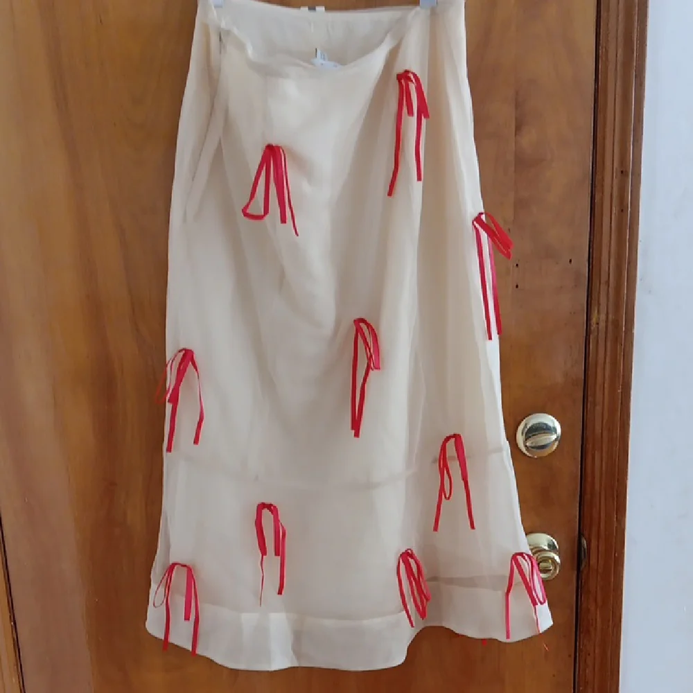Maeve Cream and Red A-Line Midi Skirt - Picture 6 of 7